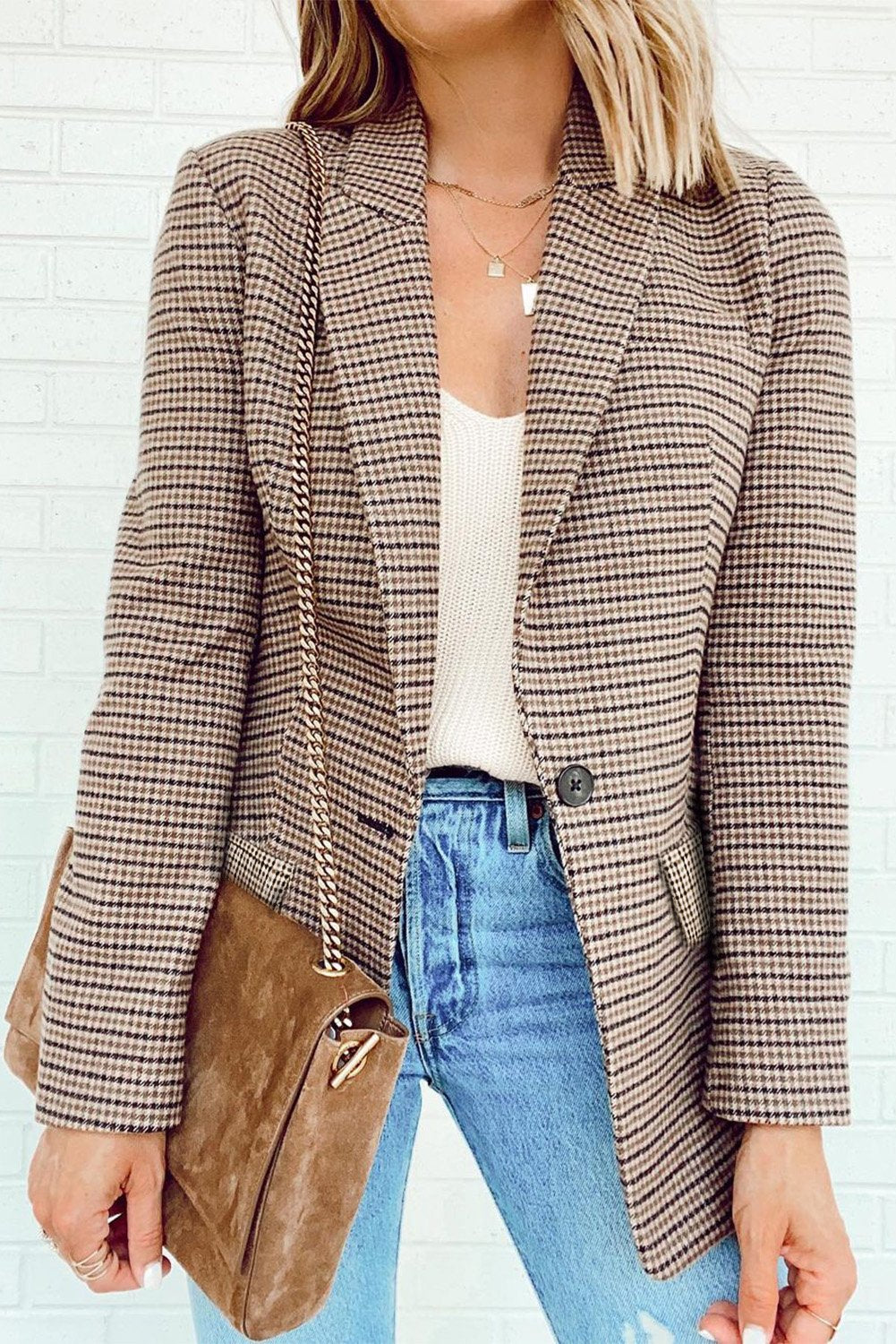 ΑΜΕΣΑ ΔΙΑΘΕΣΙΜΟ: άσπρο - μπεζ σακάκι blazer JANEEN BEIGE