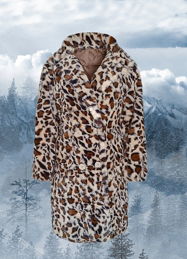 Animal print γούνινο παλτό F/W 2022/23 - Μπεζ