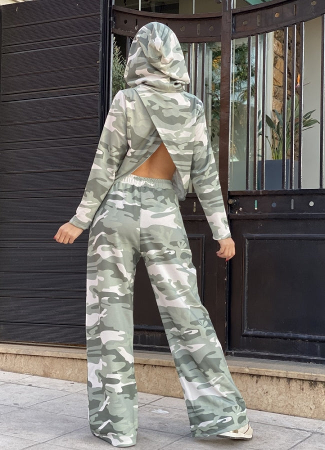 Army σετ φούτερ φόρμες με άνοιγμα στην πλάτη - Χακί