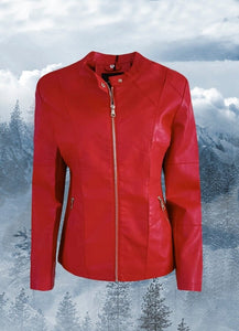 δερματίνη jacket με φερμουάρ F/W - 2022/23 - Κόκκινο