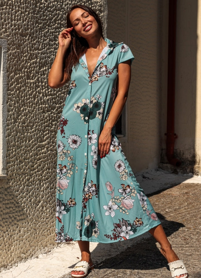 Floral maxi φόρεμα/πουκαμίσα - Βεραμάν