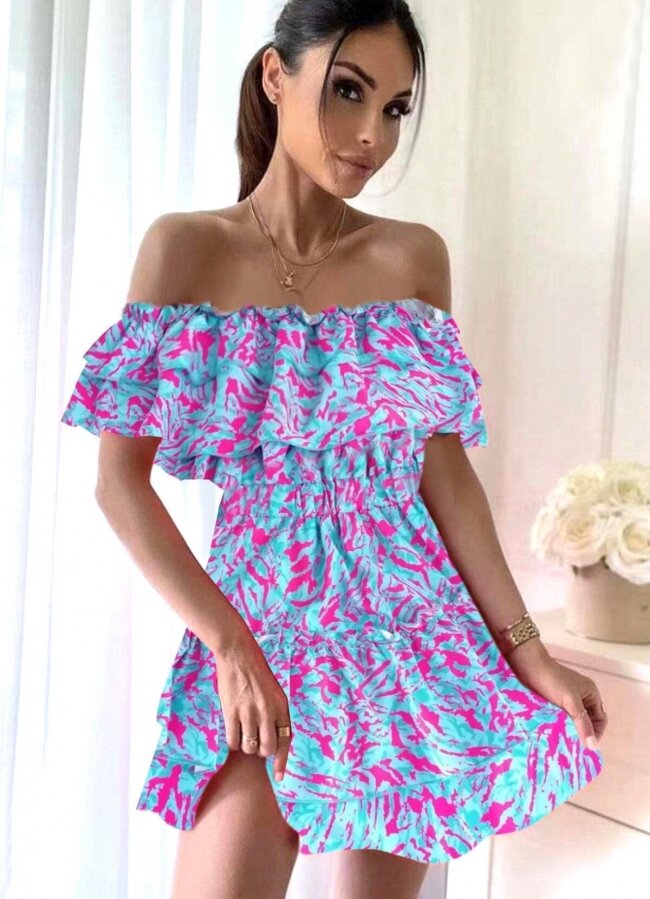 Floral mini φόρεμα έξωμο - Βεραμάν
