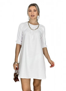φούτερ μπλουζοφόρεμα με 3/4 μανίκι - Λευκό