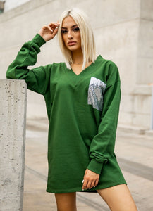 φούτερ μπλουζοφόρεμα με παγιέτα - Πράσινο
