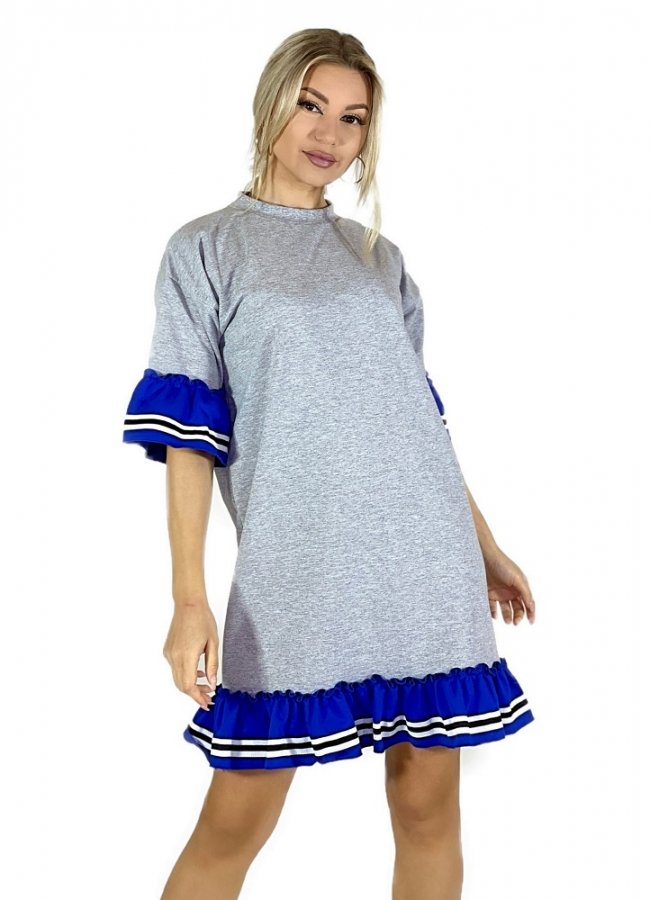 φούτερ μπλουζοφόρεμα με βολάν - Γκρι