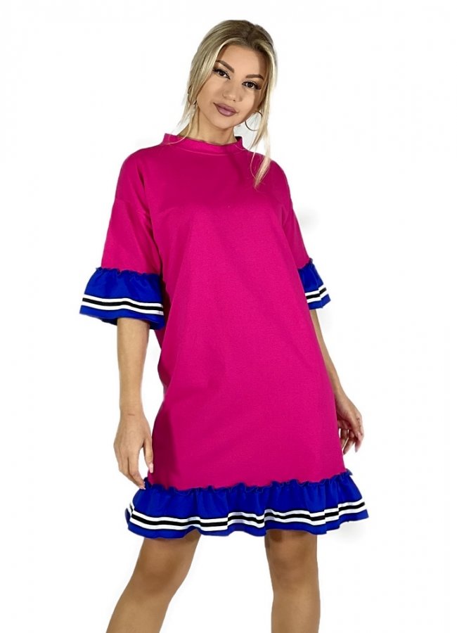 φούτερ μπλουζοφόρεμα με βολάν - Φούξια