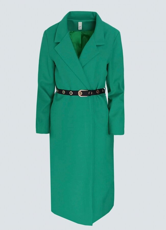 μακρύ παλτό με ζώνη - Πράσινο - teleiarouxa