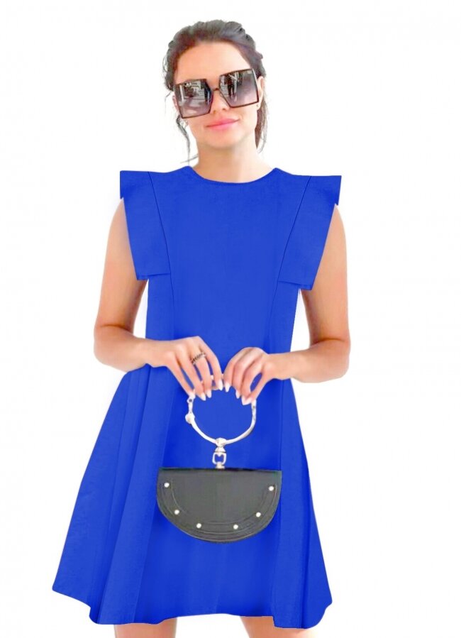 Mini φόρεμα ιδιαίτερο μανικάκι - Μπλε