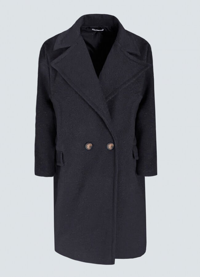 Oversize παλτό με κουμπιά - Μαύρο