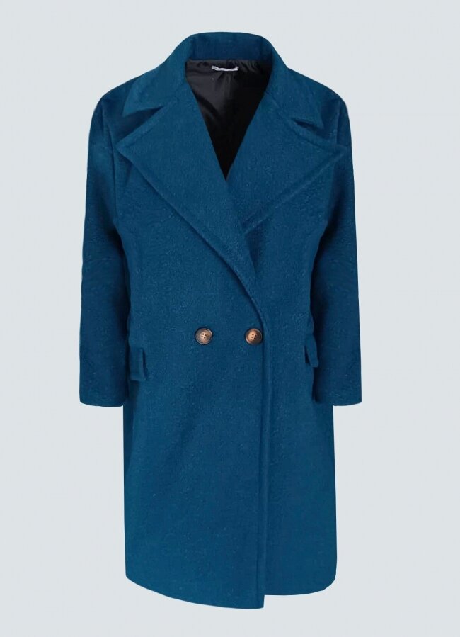 Oversize παλτό με κουμπιά - Πετρόλ - teleiarouxa