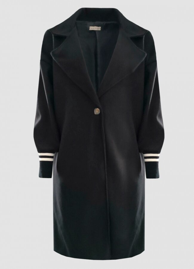 Oversize παλτό με λάστιχο στα μανίκια F/W 2022/23 - Μαύρο