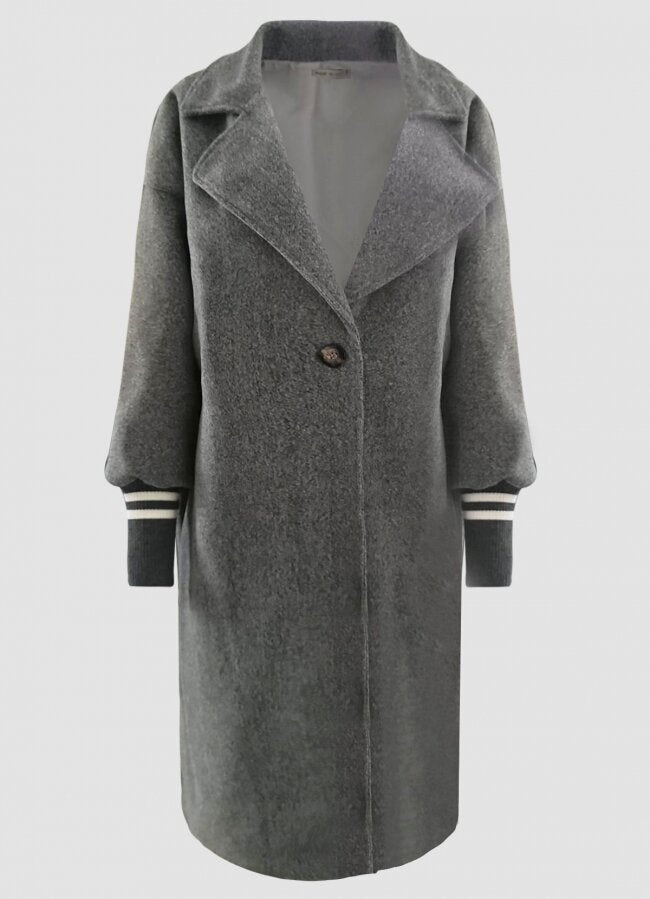 Oversize παλτό με λάστιχο στα μανίκια F/W 2022/23 - Γκρι