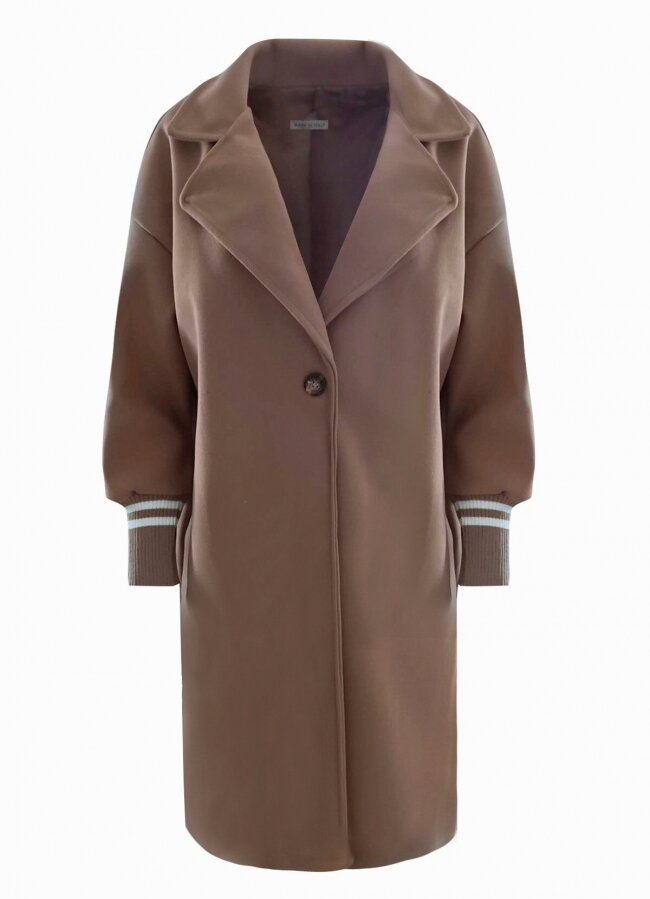 Oversize παλτό με λάστιχο στα μανίκια F/W 2022/23 - ταμπά - teleiarouxa