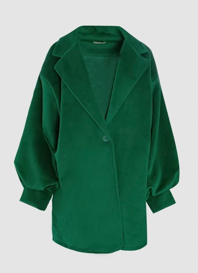 Oversize παλτοζακέτα με φουσκωτά μανίκια - Πράσινο - teleiarouxa